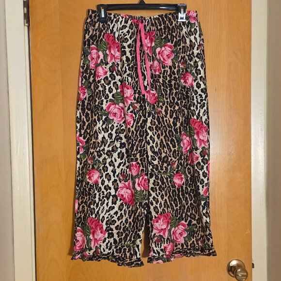 Nick & Nora Other - Nick & Nora Lounge Pajama Pants Size M 100% Cotton Cheetah Floral Rose Print